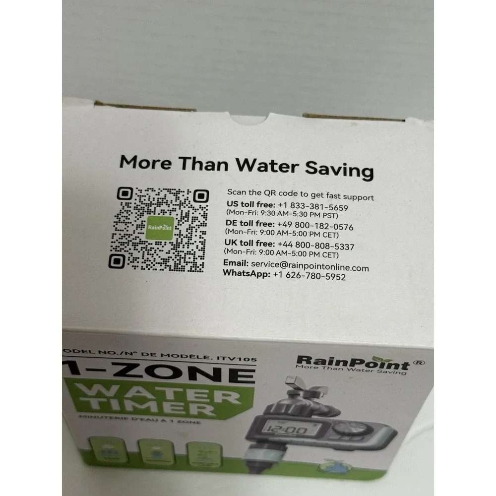 RainPoint Programmable 1-Zone Water Timer - Model Number ITV105